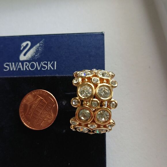 Extra large Gold tone Swarovski CLIP-ON earrings - Picture 7 of 7